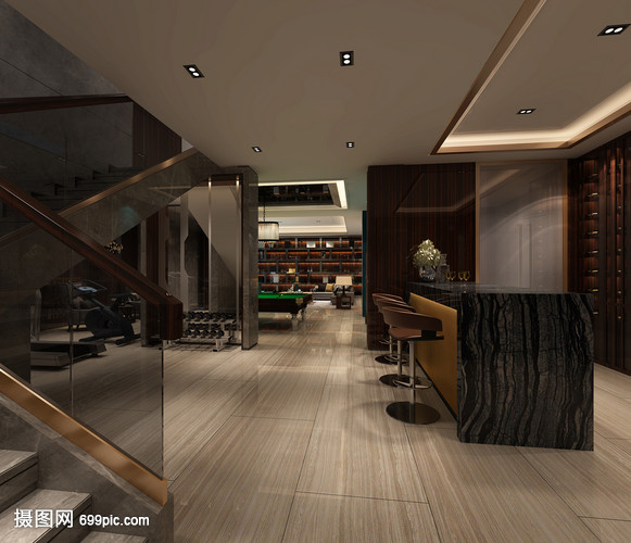 港式吧台室内设计效果图 融合复古与现代的装潢艺术